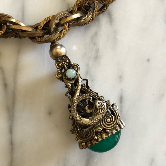 Vintage Semi-Precious Stone Serpent Charm Bracelet - Picture 3 of 9